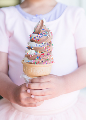 Straus soft serve, cone, ice cream